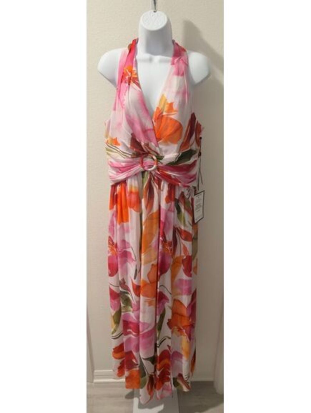 Adrianna Papell Women's Floral Chiffon V-Neck Gown